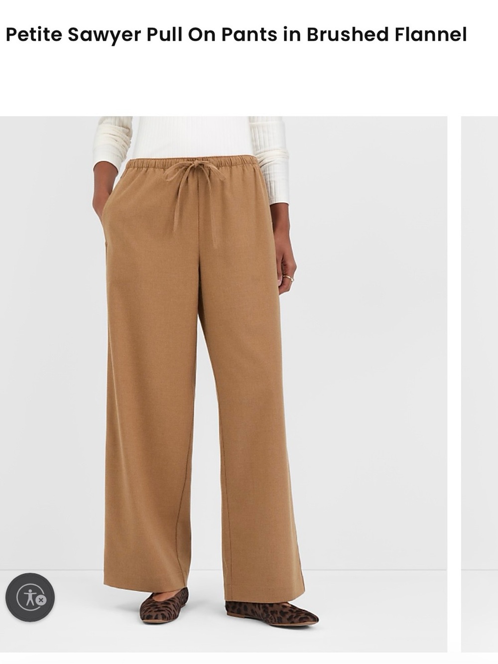Loft Petite Pull-On Wide-Leg Pants in Brushed Flannel - Camel